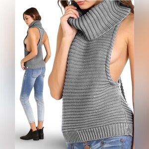 One Teaspoon Opium Roll Neck Sweater Tank Oversized | Gray Marle | M